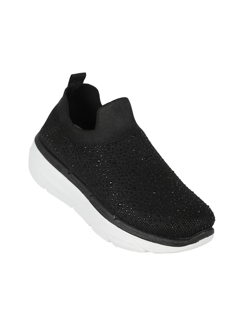 Sneakers donna slip on con strass - nero