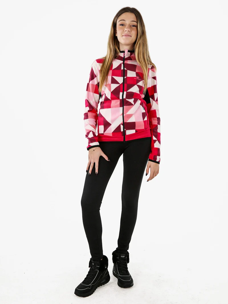 Felpa donna colorata in micropile con zip intera - fragola