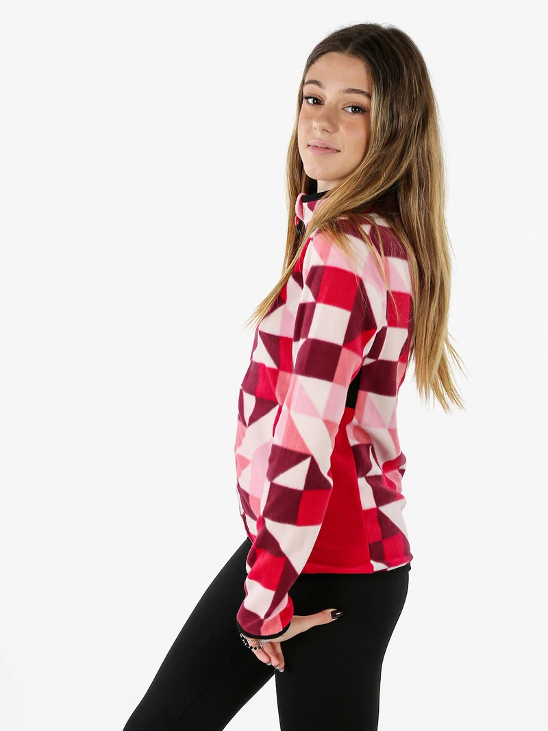 Felpa donna colorata in micropile con zip intera - fragola