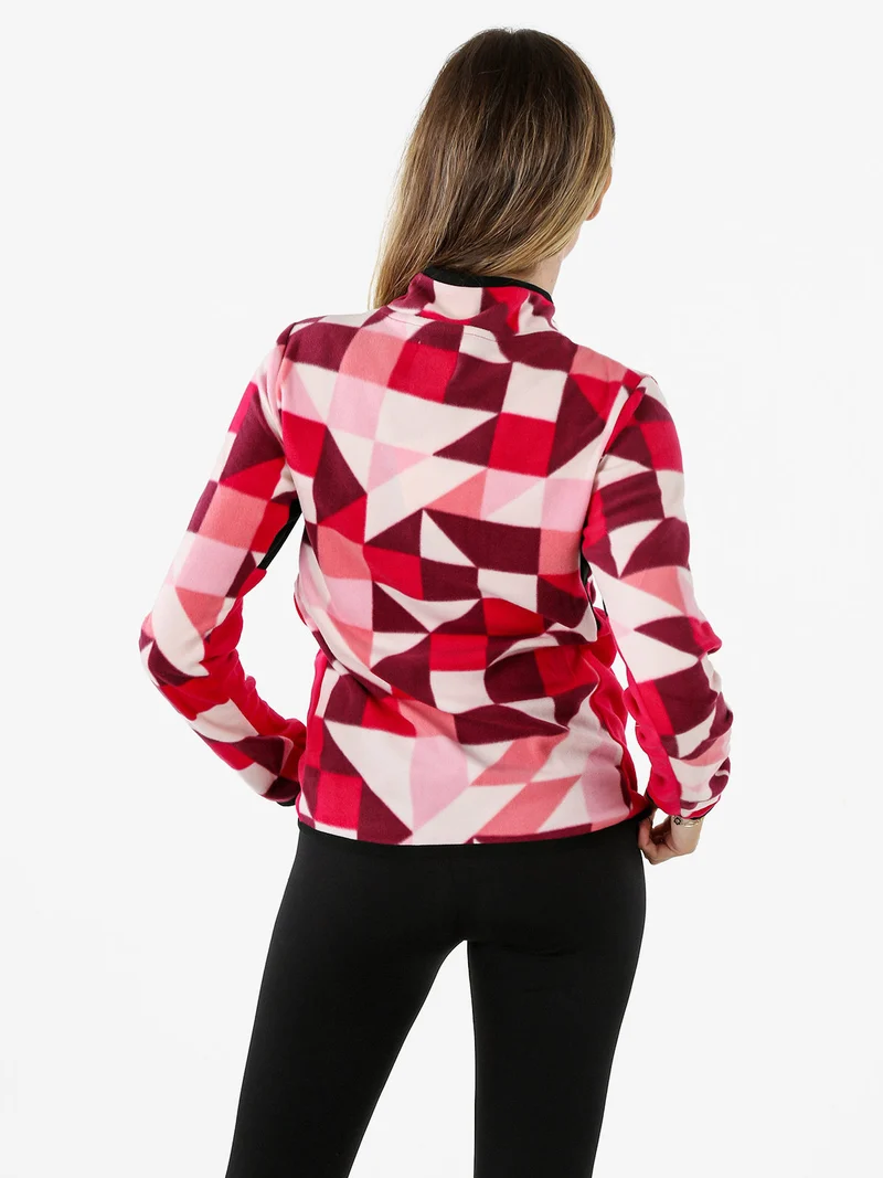 Felpa donna colorata in micropile con zip intera - fragola