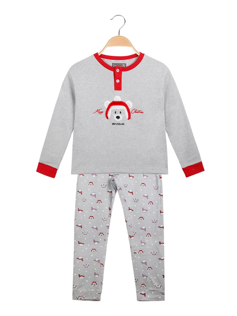 Pigiama natalizio da bambina in caldo cotone - grigio