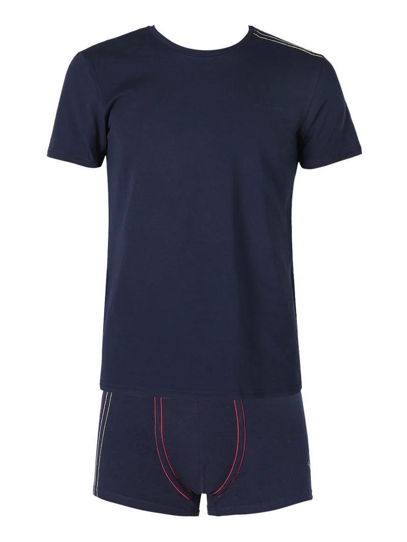 Coordinato intimo uomo con t-shirt girocollo e boxer - blu scuro