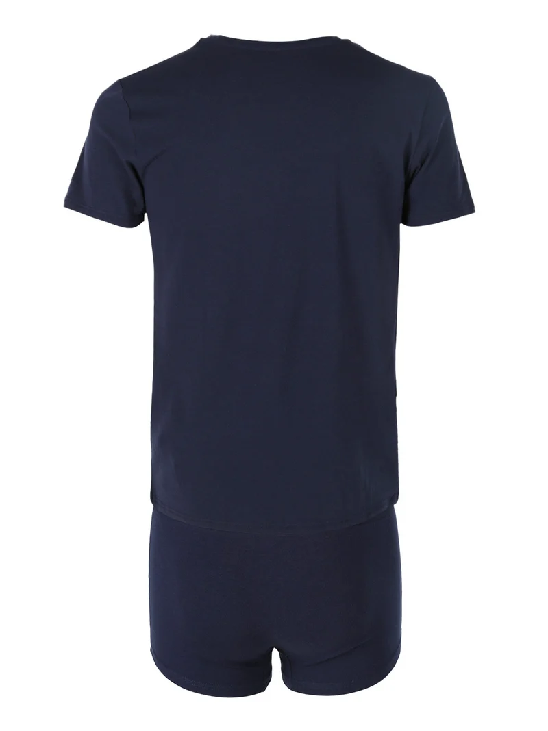 Coordinato intimo uomo con t-shirt girocollo e boxer - blu scuro
