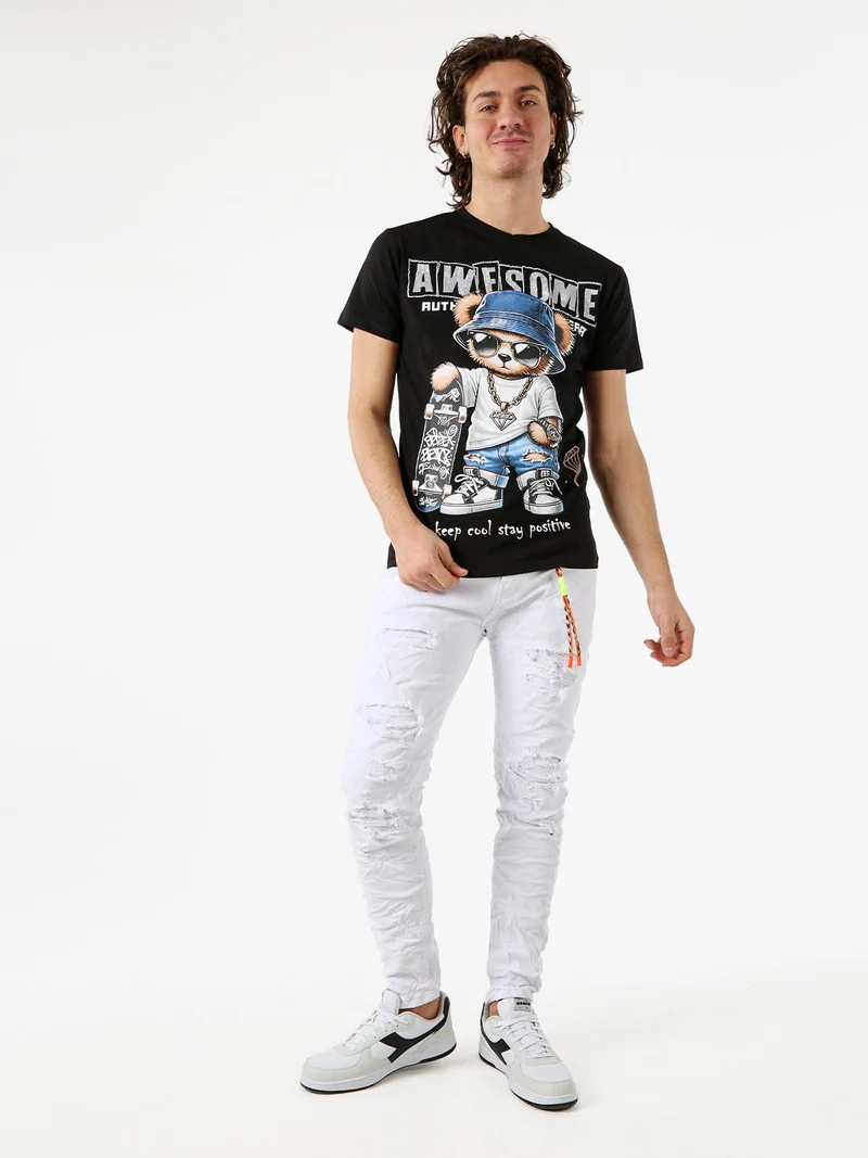 Jeans da uomo skinny con strappi - bianco
