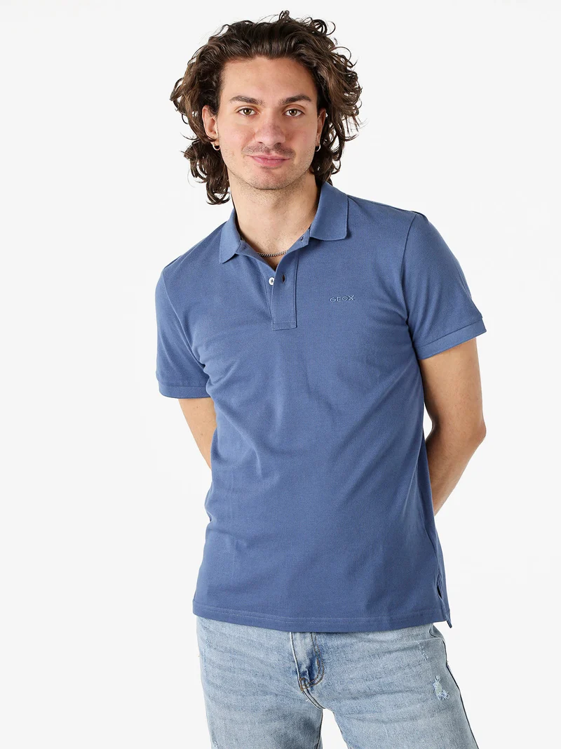 Polo da uomo in cotone a maniche corte - blu