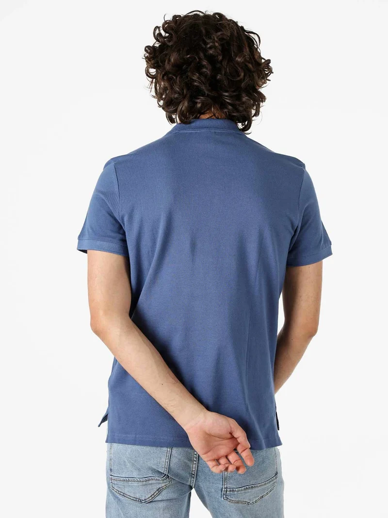 Polo da uomo in cotone a maniche corte - blu