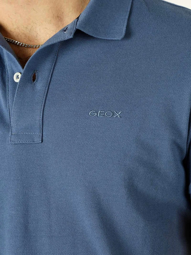 Polo da uomo in cotone a maniche corte - blu
