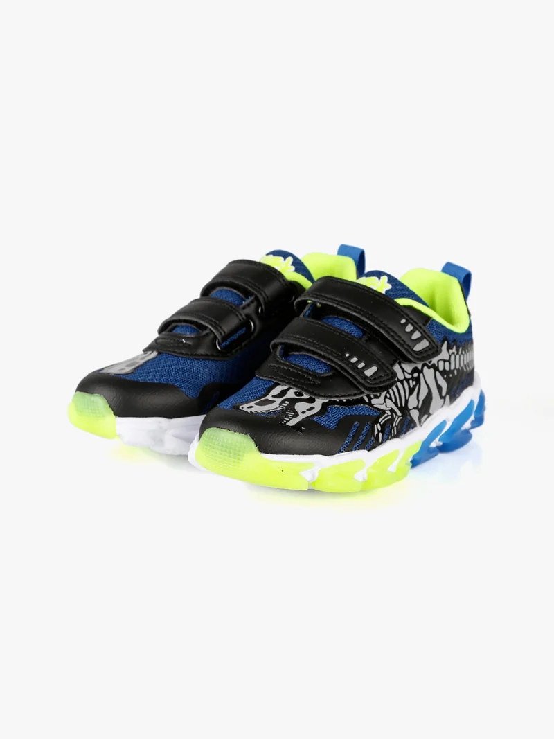 Sneakers da bambino con strappi e luci - nero