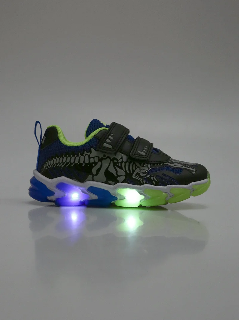 Sneakers da bambino con strappi e luci - nero