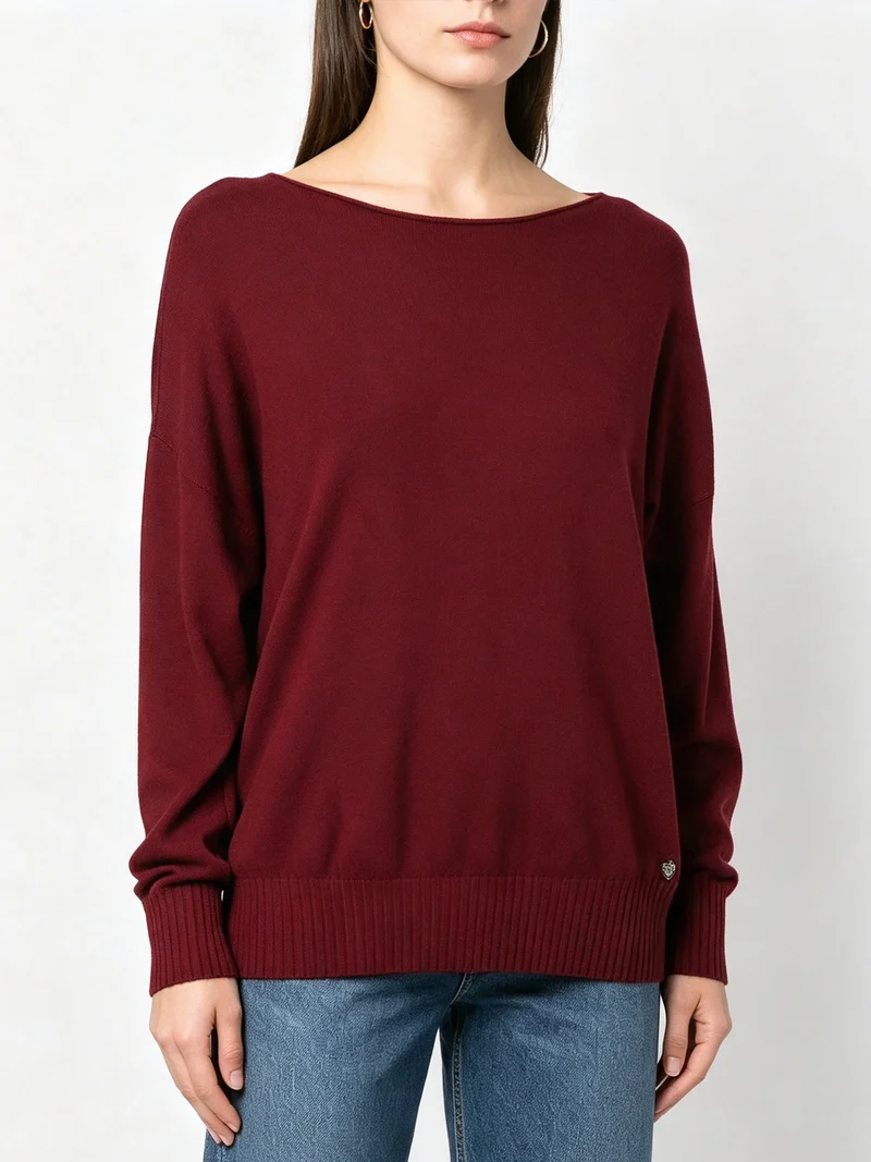 Pullover donna oversize in maglia - bordeaux