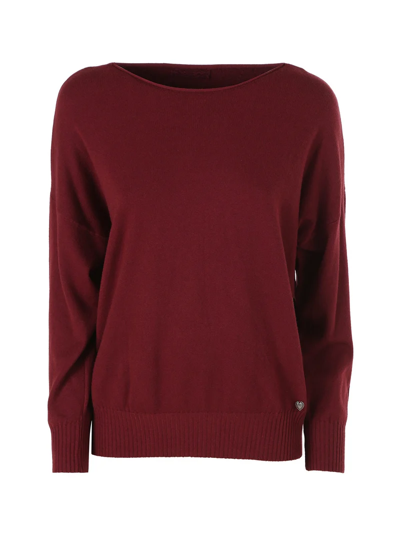 Pullover donna oversize in maglia - bordeaux