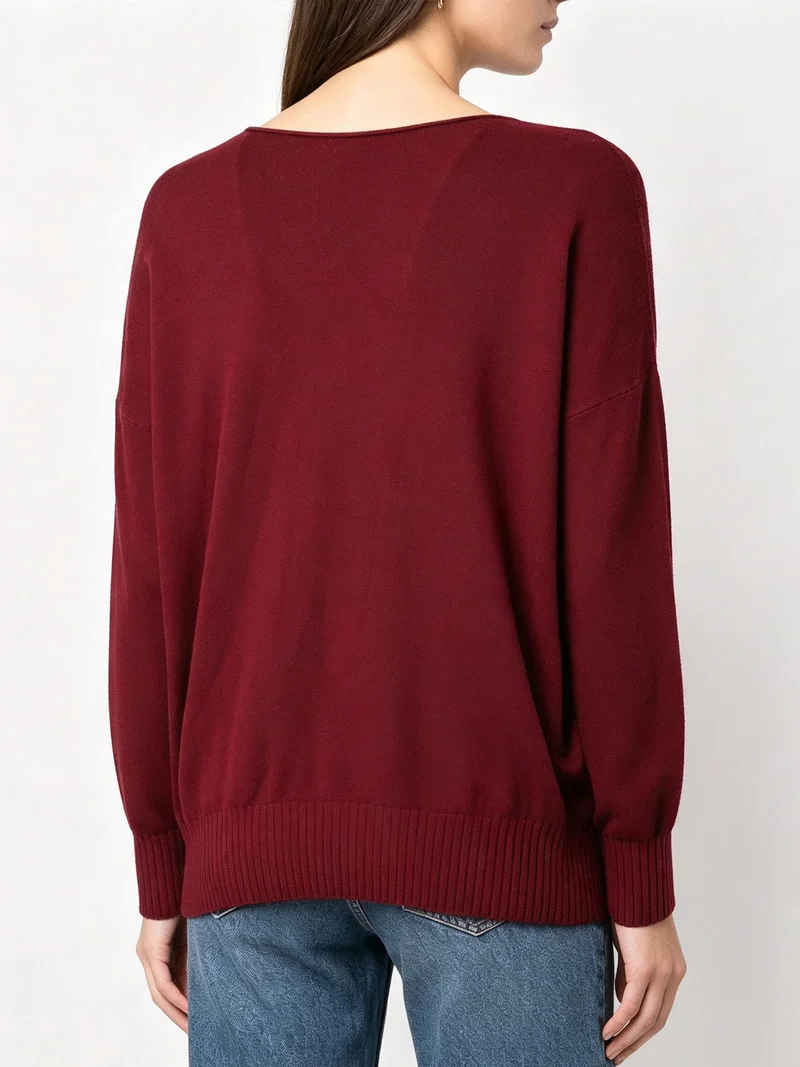 Pullover donna oversize in maglia - bordeaux