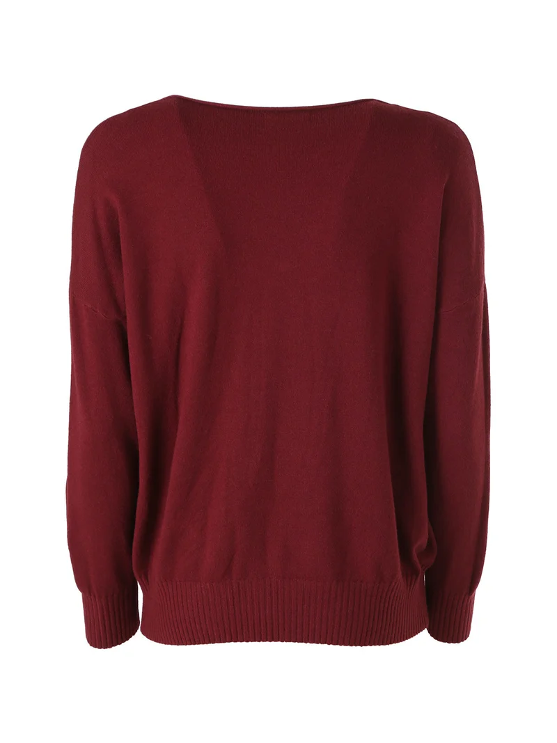 Pullover donna oversize in maglia - bordeaux