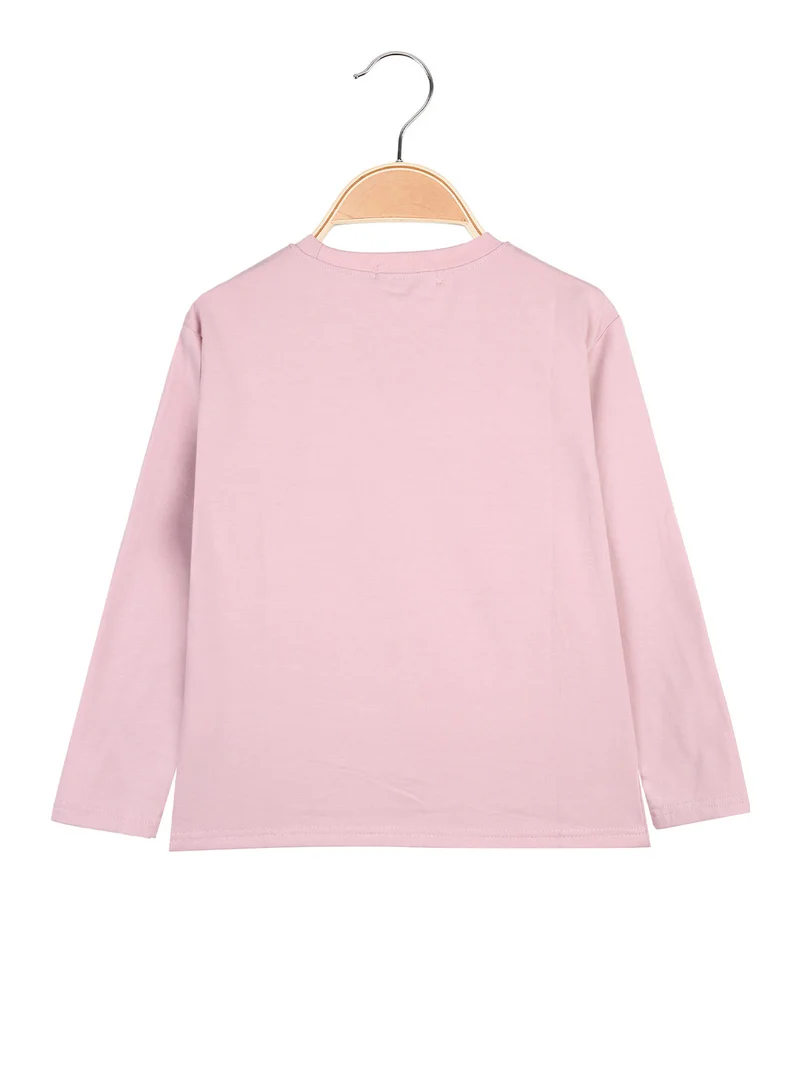 T-shirt da bambina a maniche lunghe con stampa - rosa