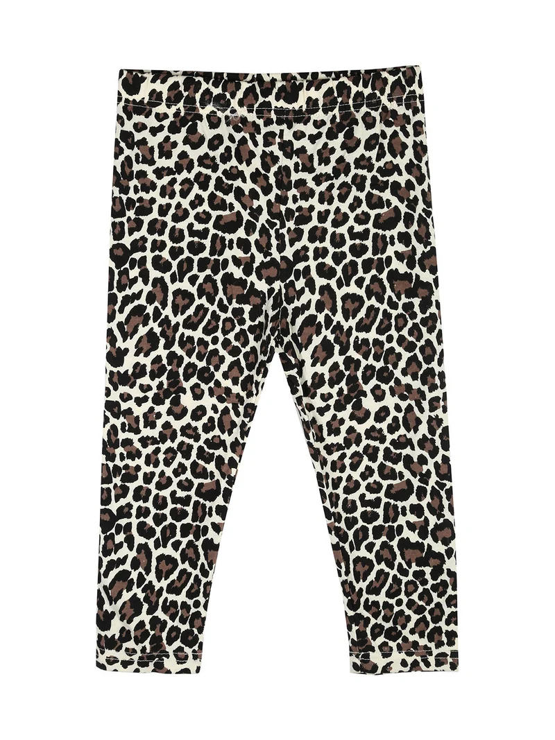 Completo bambina 2 pezzi con t-shirt e leggings maculati a 3/4 - giallo