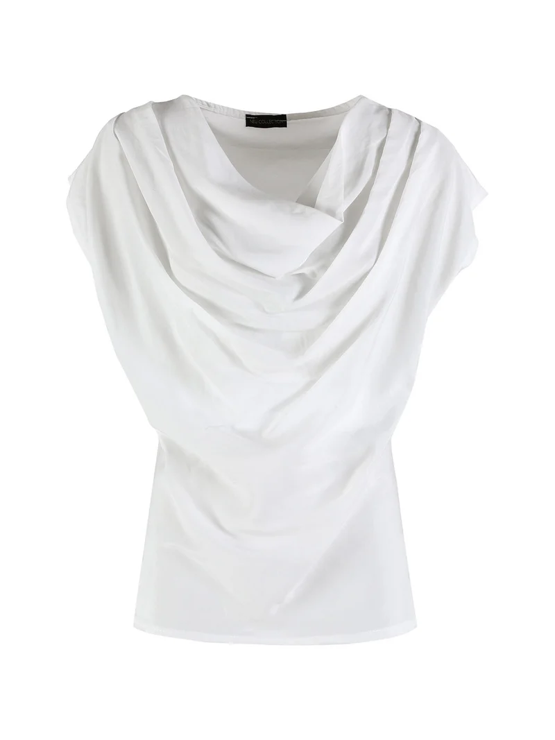 Top da donna con scollo a cascata - bianco