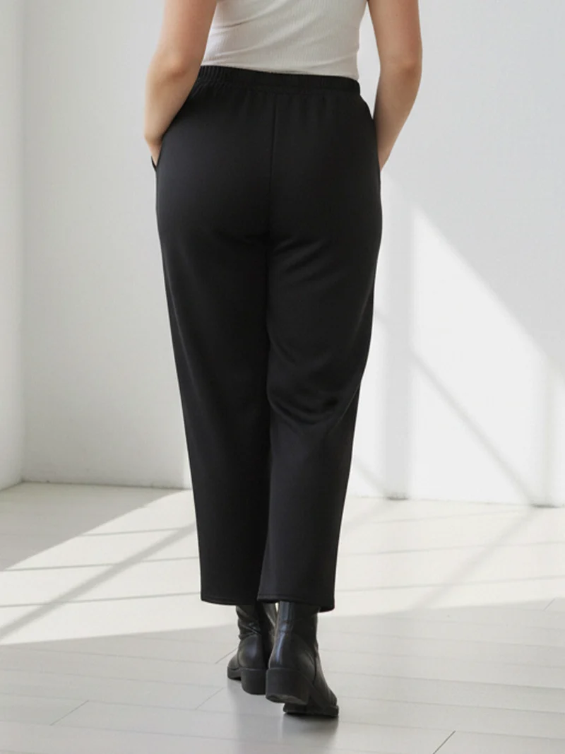 Pantaloni donna con elastico in vita taglie forti - nero