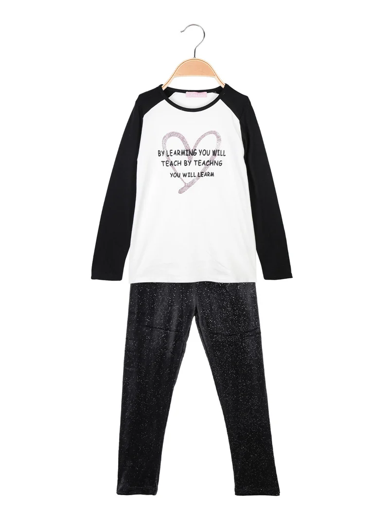 Completo 2 pezzi da bambina con leggings - bianco