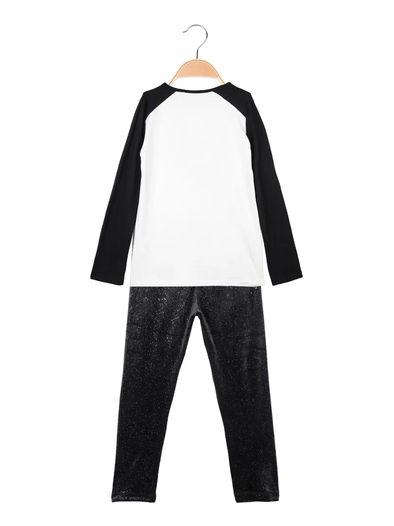Completo 2 pezzi da bambina con leggings - bianco