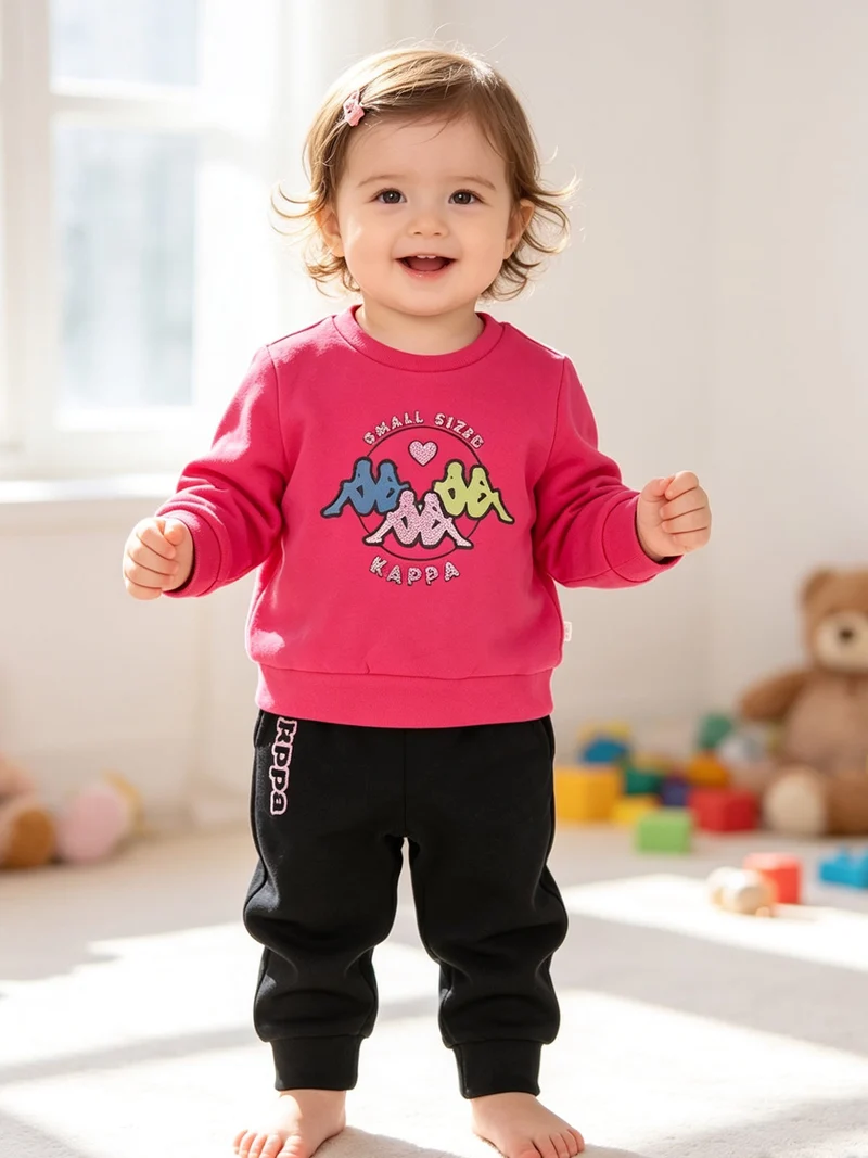 Completo tuta 2 pezzi da neonata con felpa e pantaloni in cotone - fucsia