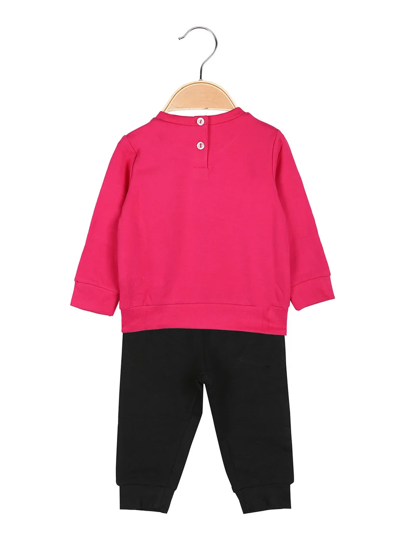 Completo tuta 2 pezzi da neonata con felpa e pantaloni in cotone - fucsia
