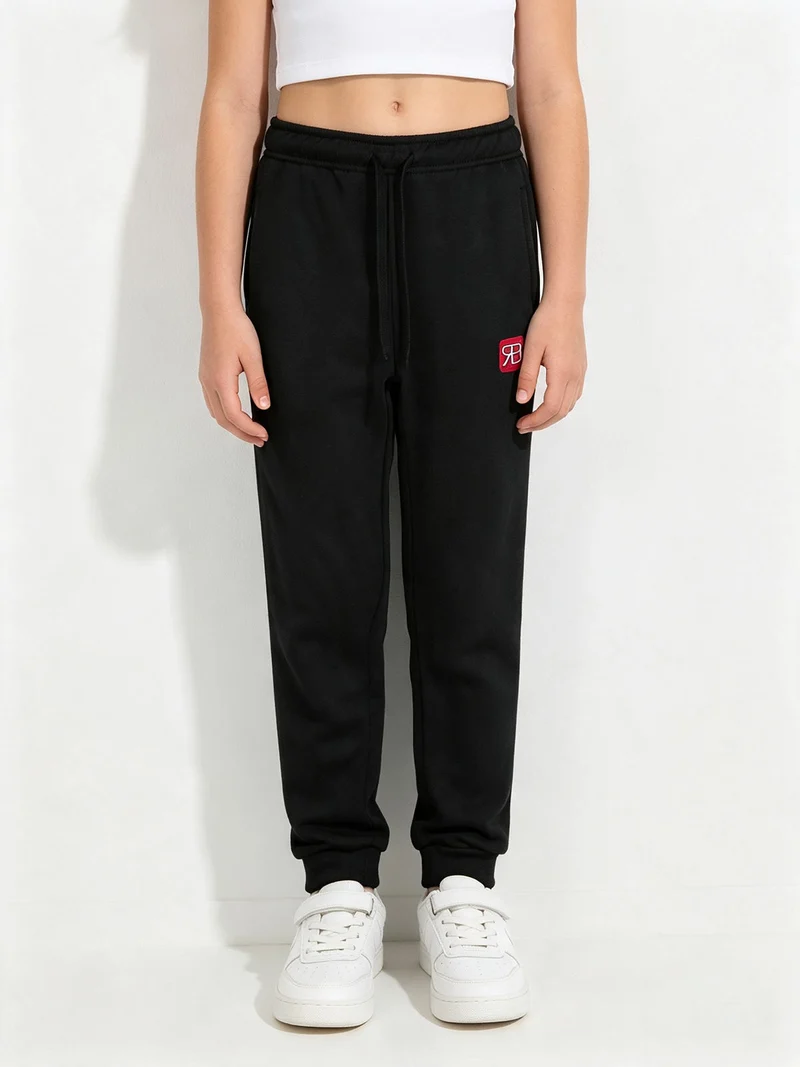 Pantaloni sportivi da ragazza felpati - nero