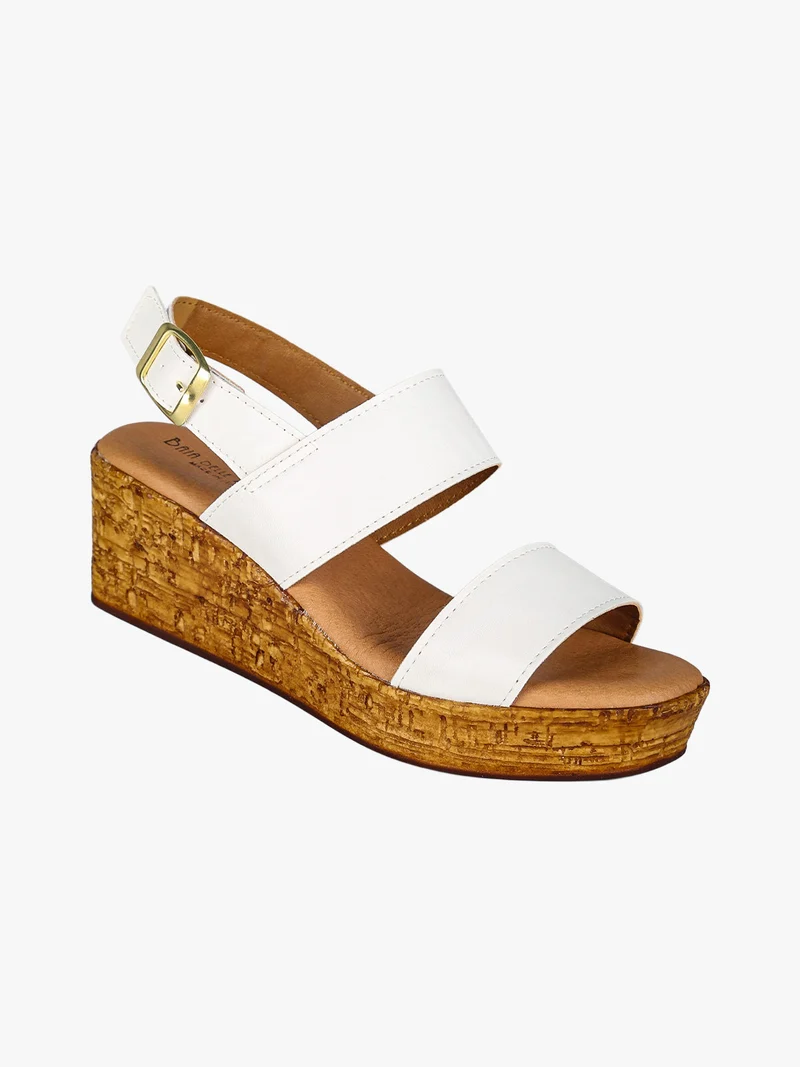 Sandali donna con zeppa e plateau - bianco