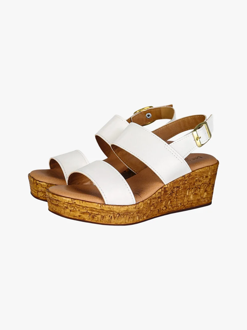 Sandali donna con zeppa e plateau - bianco