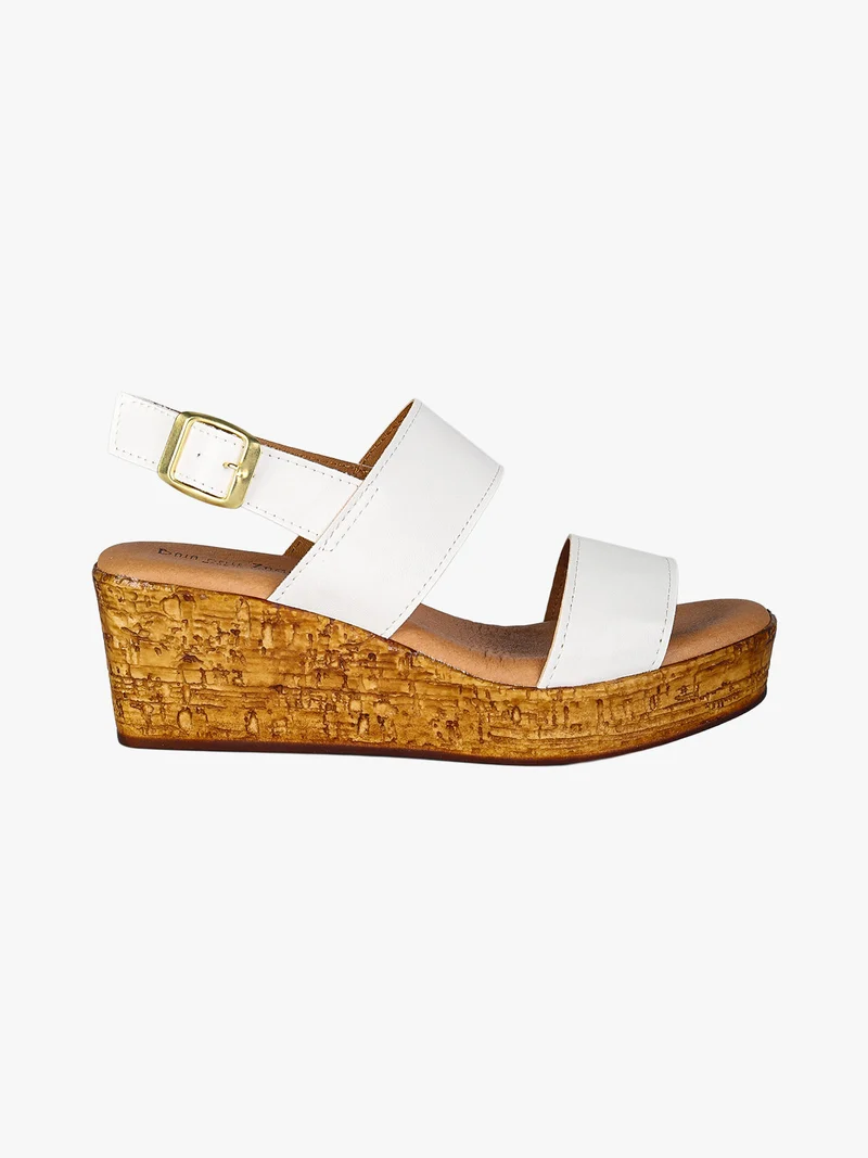 Sandali donna con zeppa e plateau - bianco
