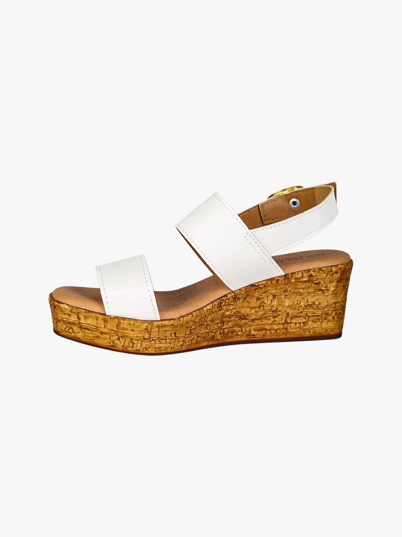 Sandali donna con zeppa e plateau - bianco
