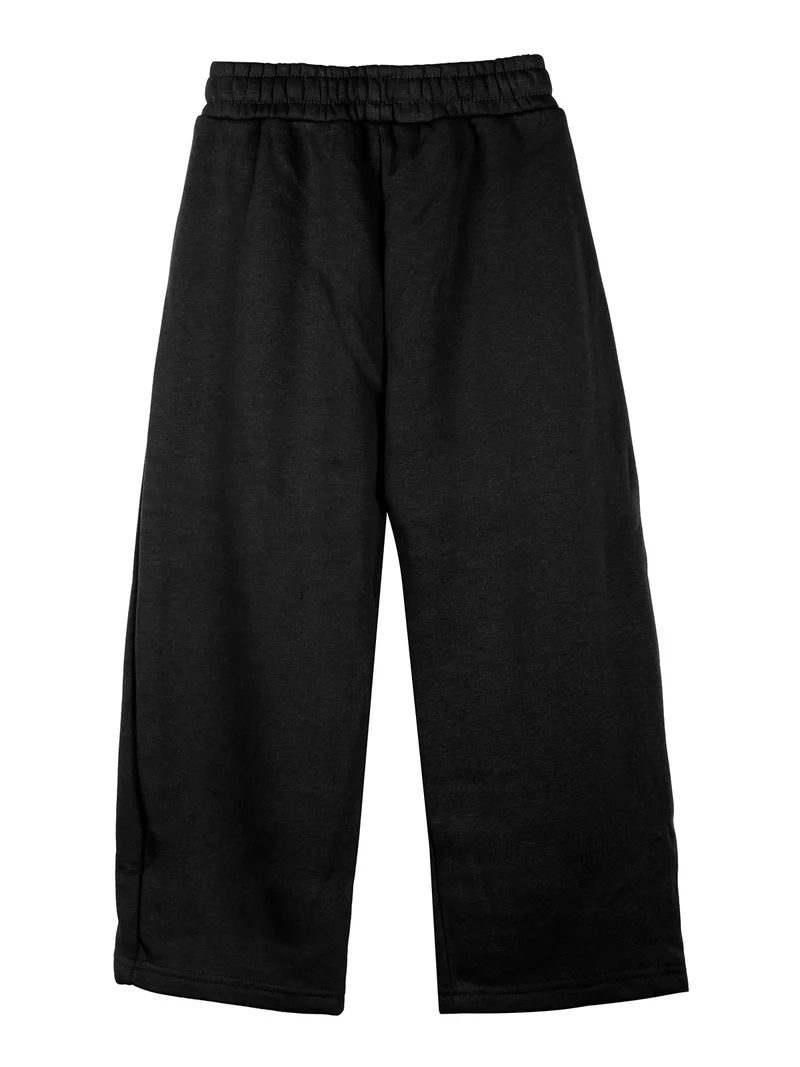 Pantaloni tuta da ragazzo in felpa con coulisse e interno felpato - nero