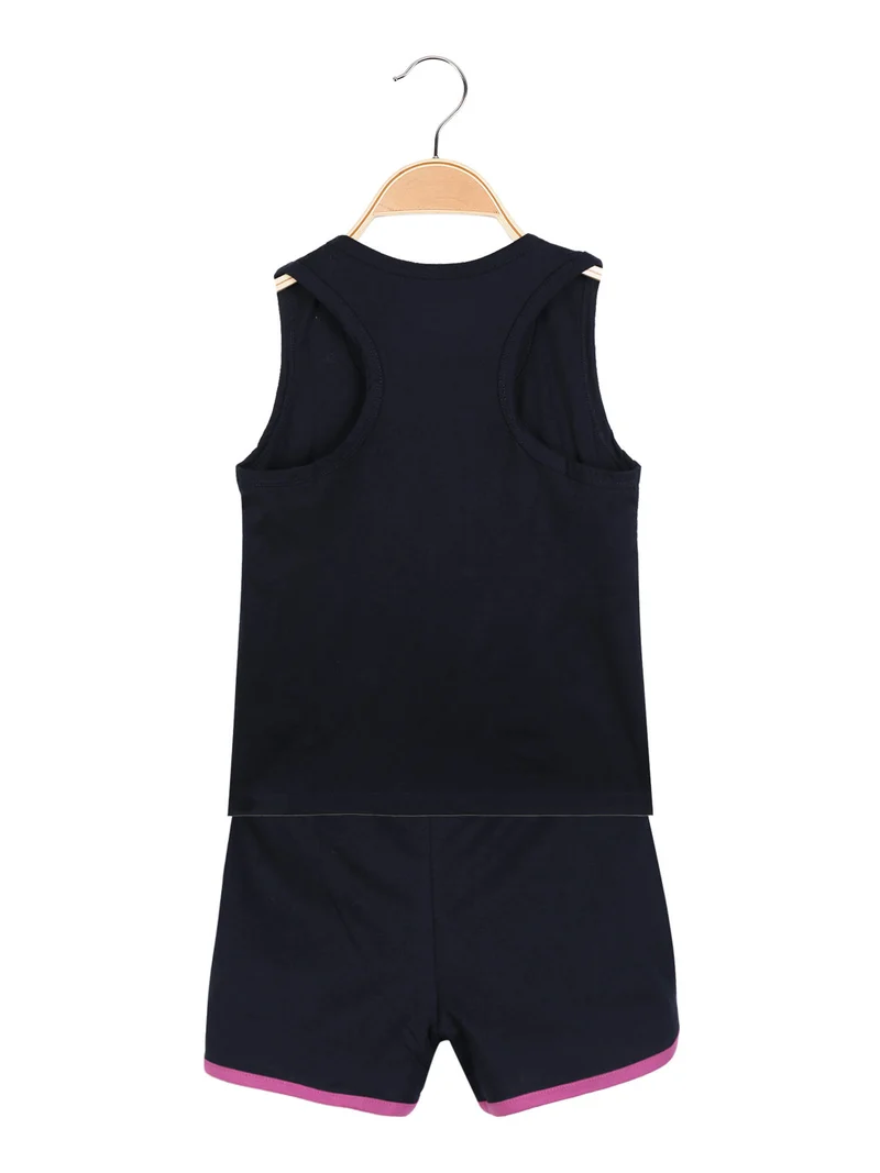 Completo corto sportivo 2 pezzi da bambina - blu scuro
