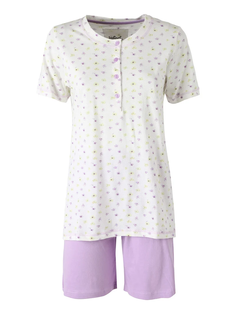 BLOSSOM Pigiama corto da donna in cotone - panna