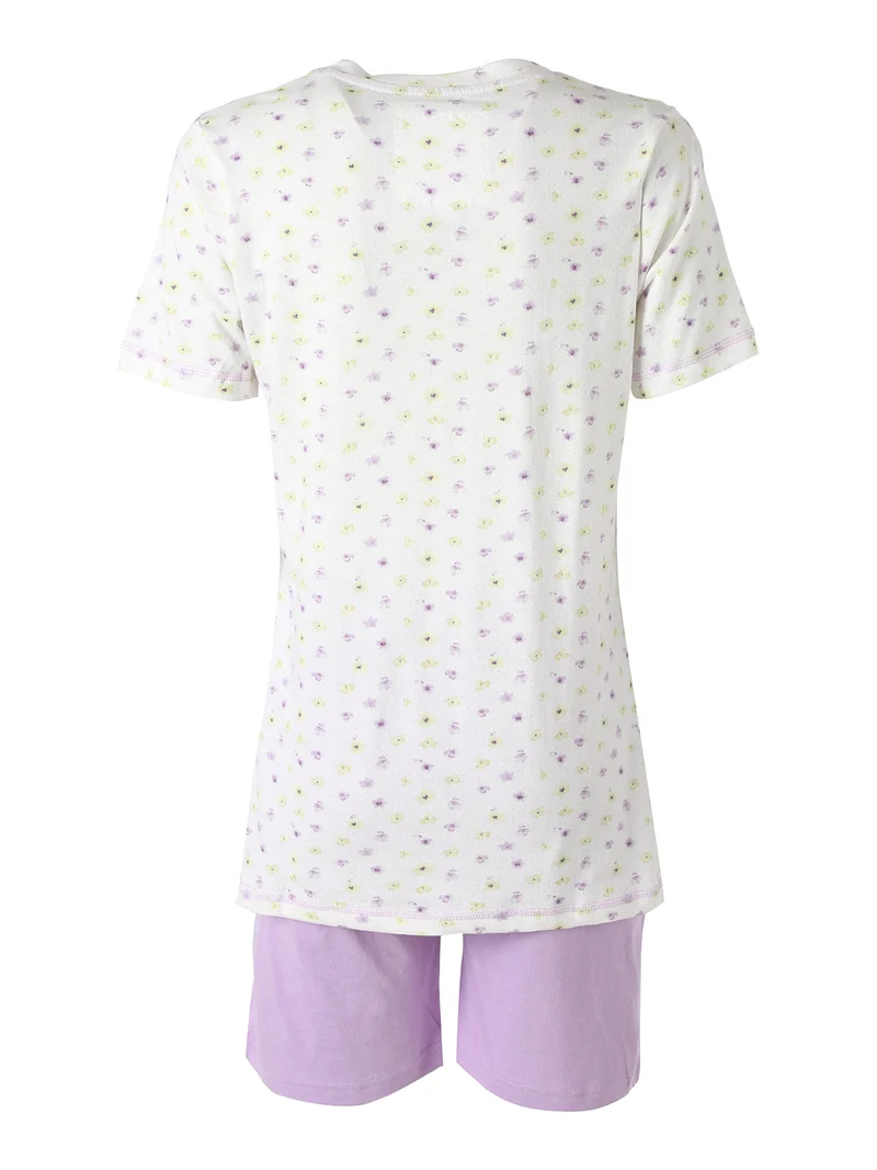 BLOSSOM Pigiama corto da donna in cotone - panna