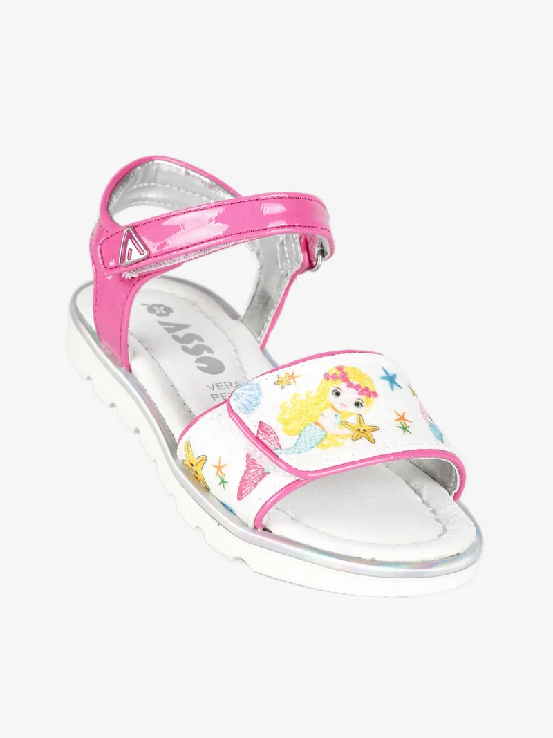 Sandali da bambina con stampe - fucsia