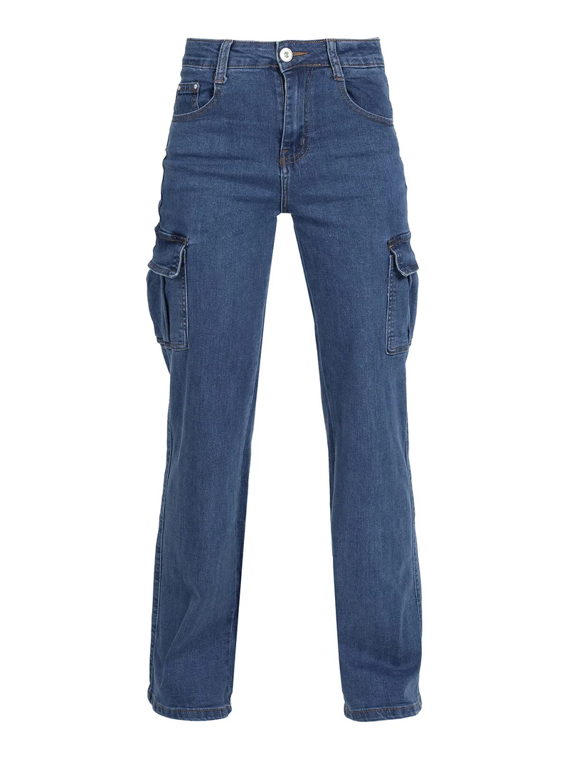 Jeans donna con tasconi laterali a gamba dritta - jeans