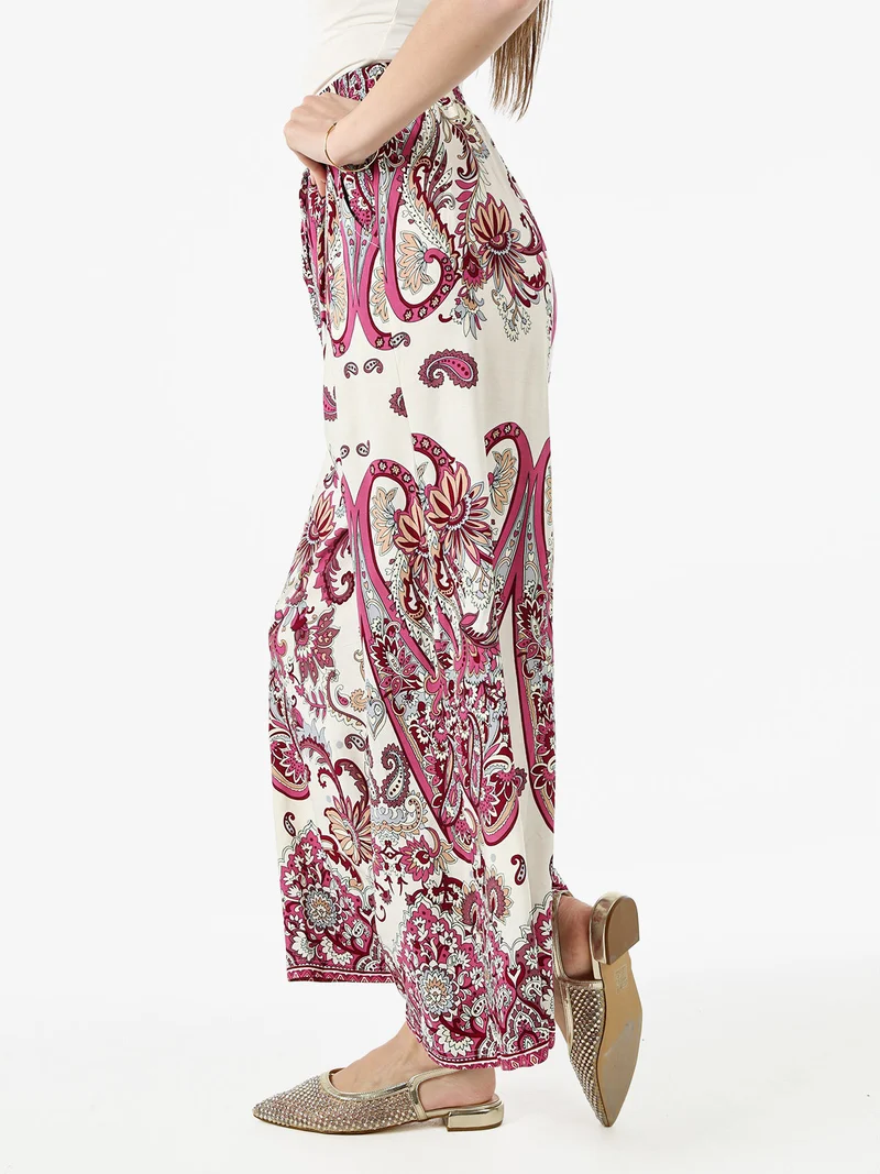 Pantaloni donna a gamba larga con stampe - porpora