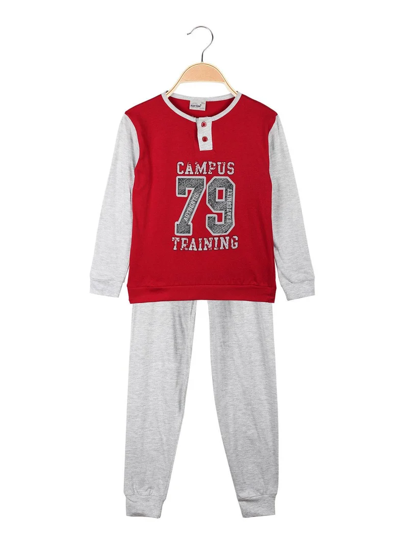 Pigiama lungo bambino in cotone - rosso