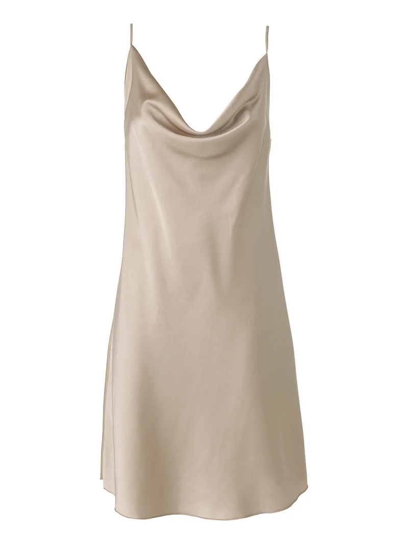Vestito da donna con spalline sottili e scollo a cascata - fango