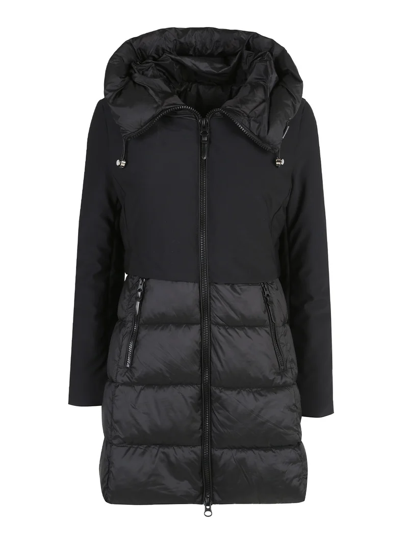 Giubbotto donna con cappuccio e zip - nero