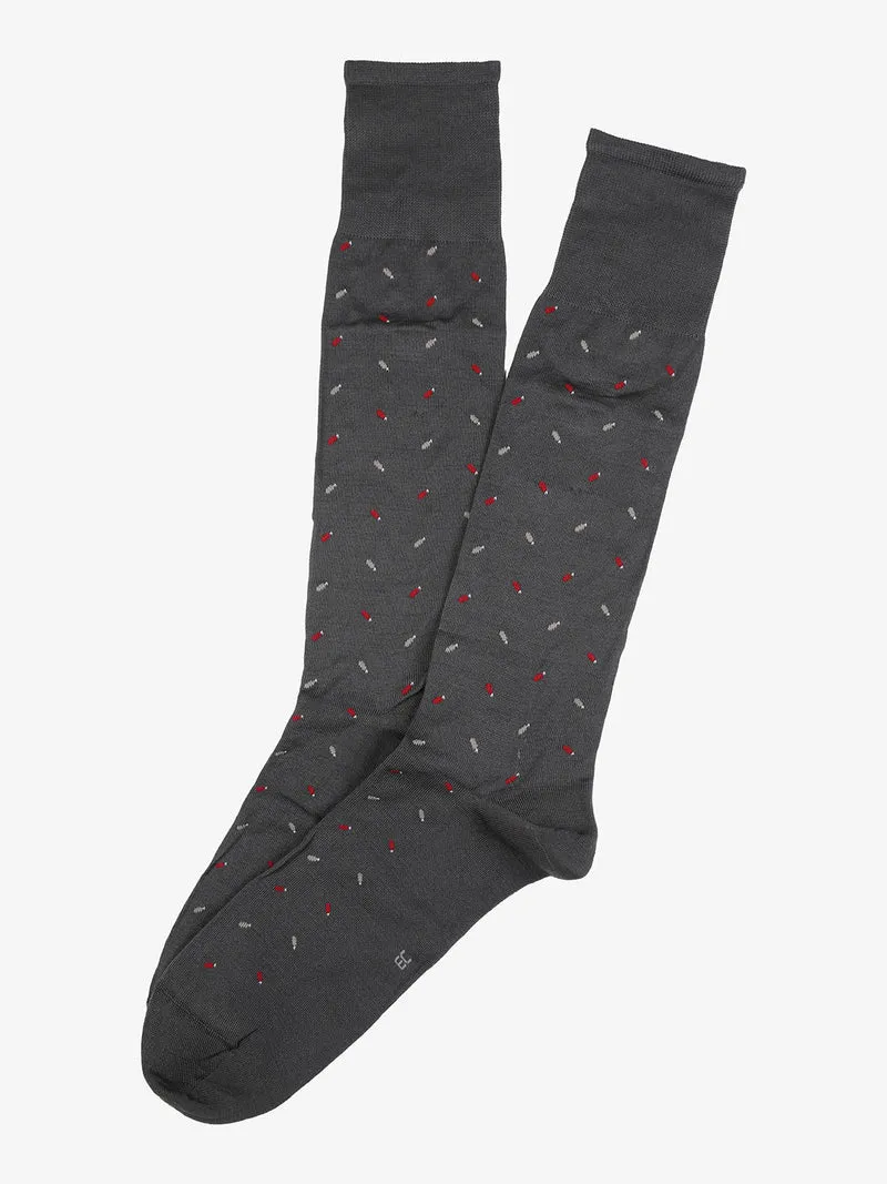 Calze lunghe da uomo in filo di scozia con stampe - grigio