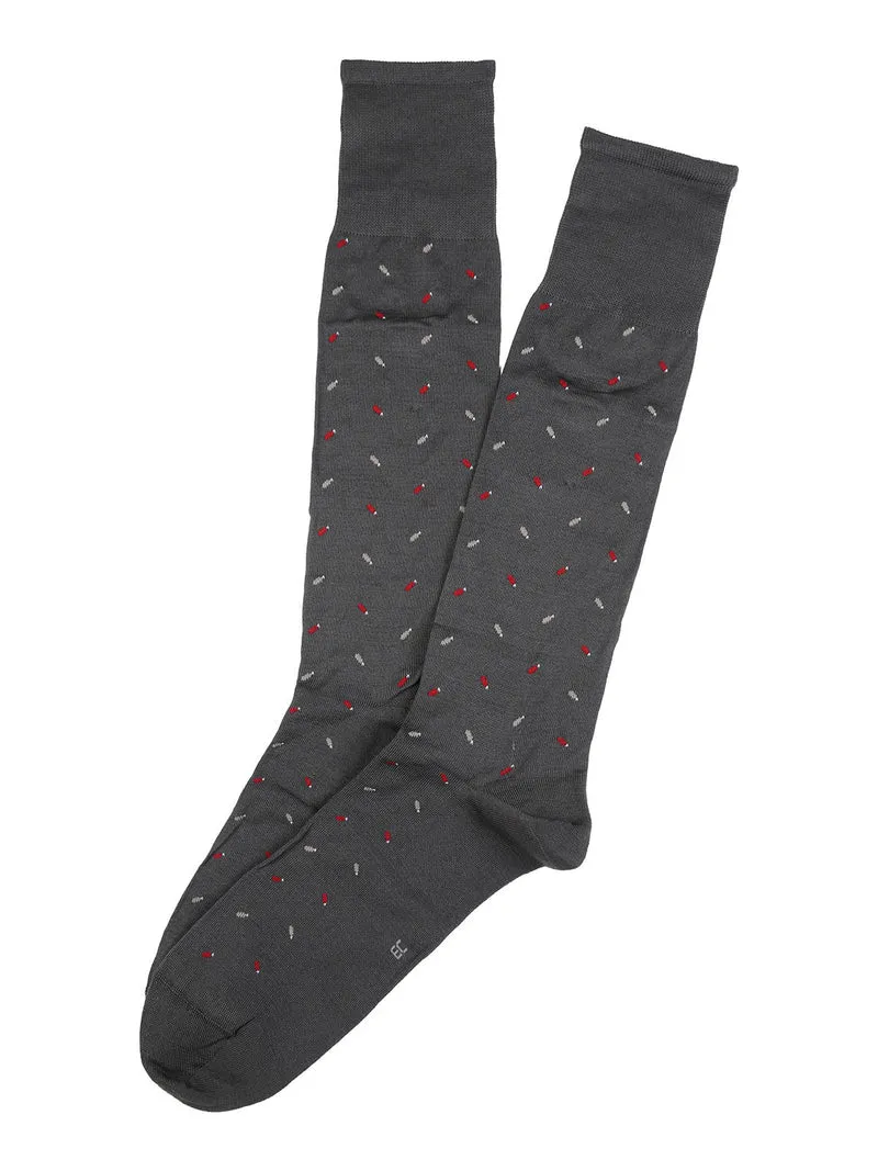 Calze lunghe da uomo in filo di scozia con stampe - grigio