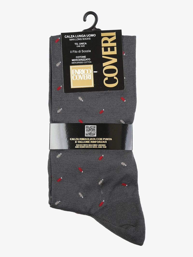 Calze lunghe da uomo in filo di scozia con stampe - grigio