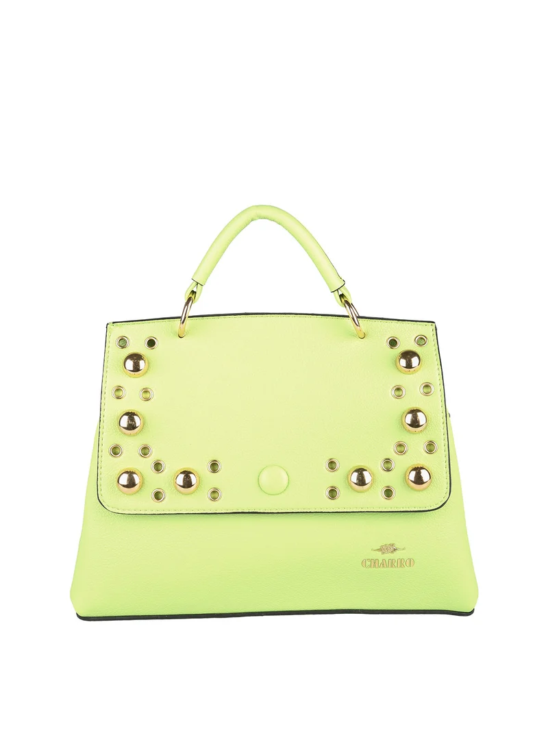 Borsa frame con tracolla e borchie - verde chiaro