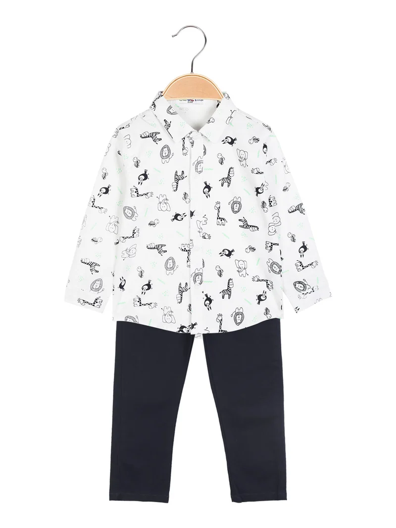 Completo da neonato 2 pezzi con camicia - bianco