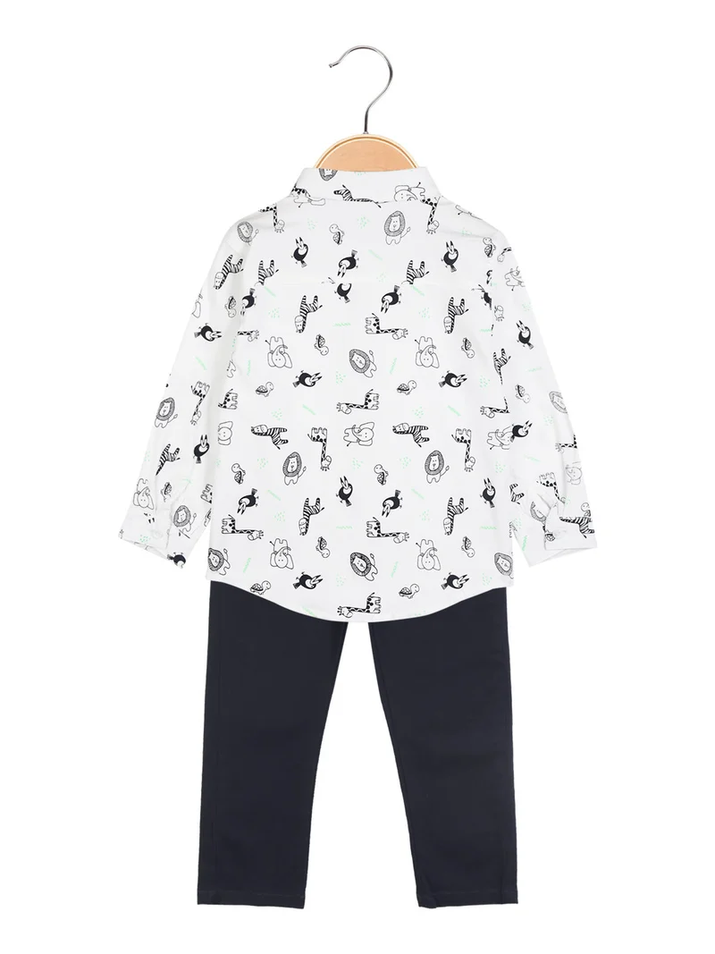 Completo da neonato 2 pezzi con camicia - bianco