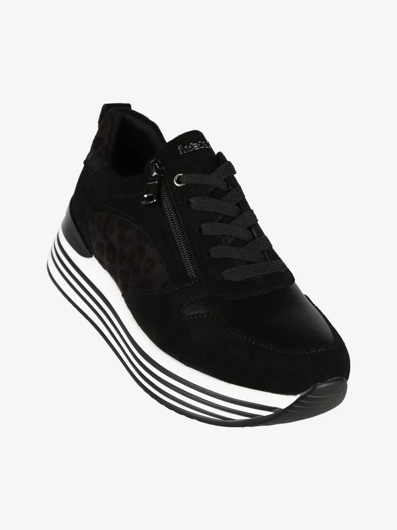 Sneakers donna con platform - nero
