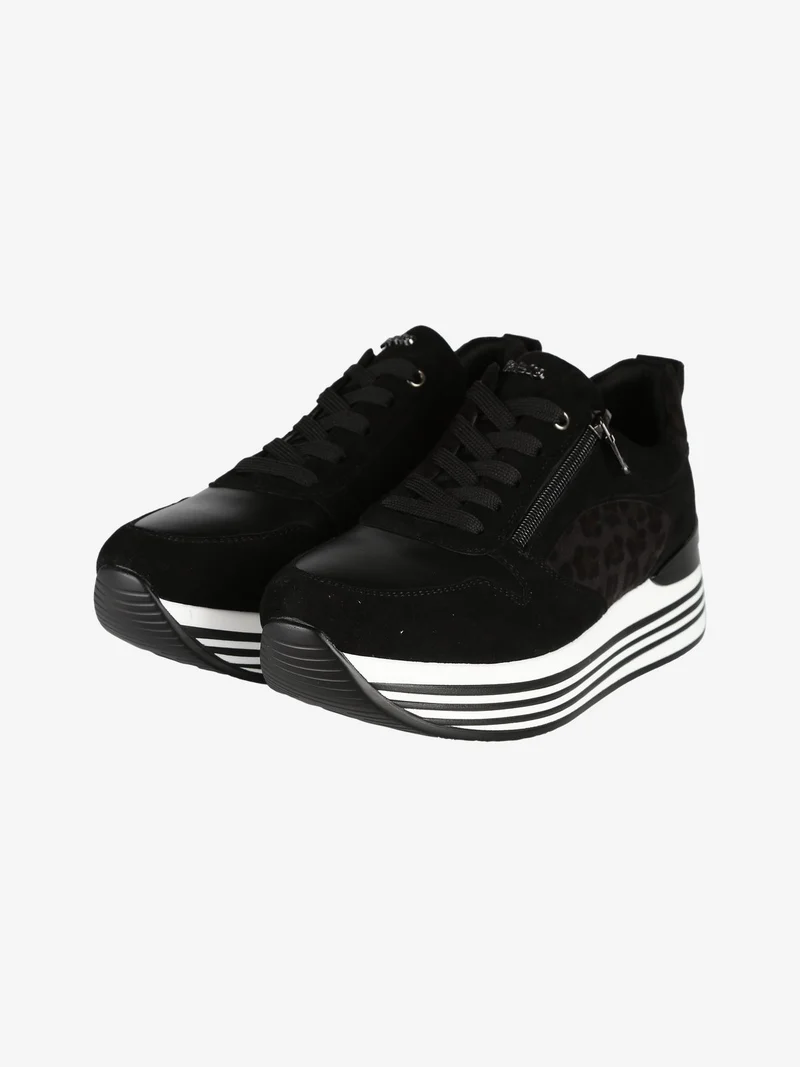 Sneakers donna con platform - nero