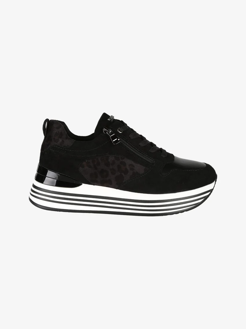 Sneakers donna con platform - nero