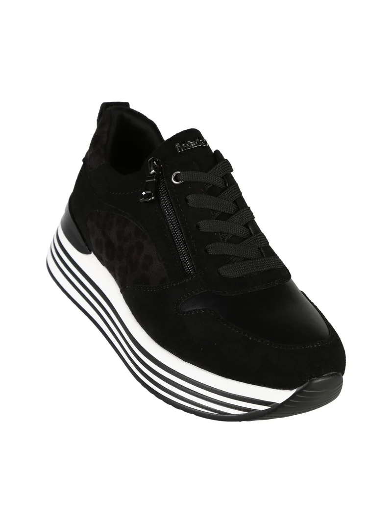 Sneakers donna con platform - nero